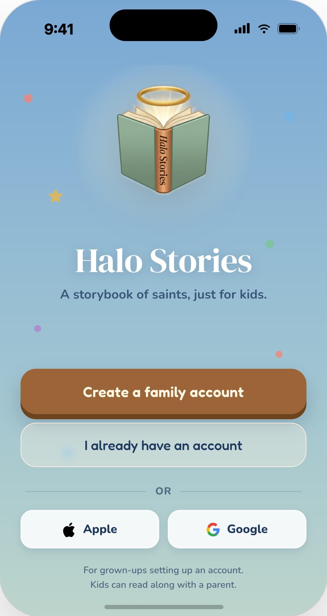 Halo Creations App Welcome Screen