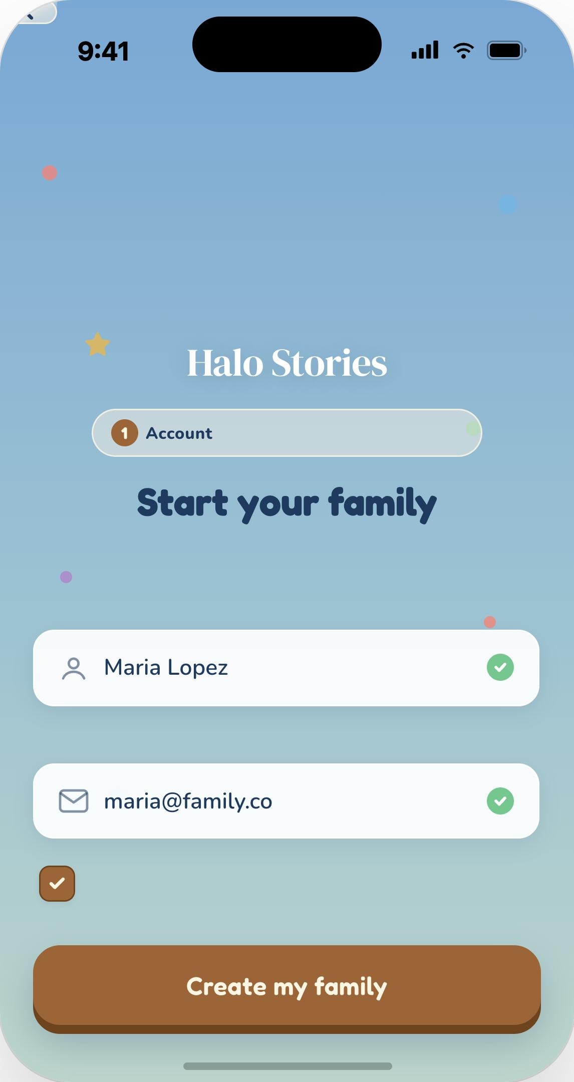 Parental Onboarding Mockup